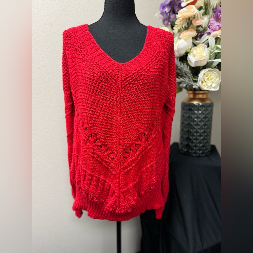 Maurices Red V-Neck Knit Sweater